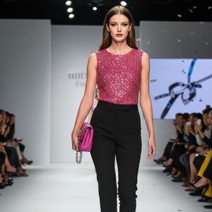 🌸✨Pink Sequin Sleeveless Blouse (Cocktail Party)